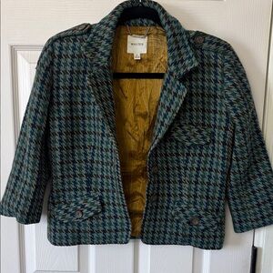Walter Women's Teal and Navy Checkered Blazer